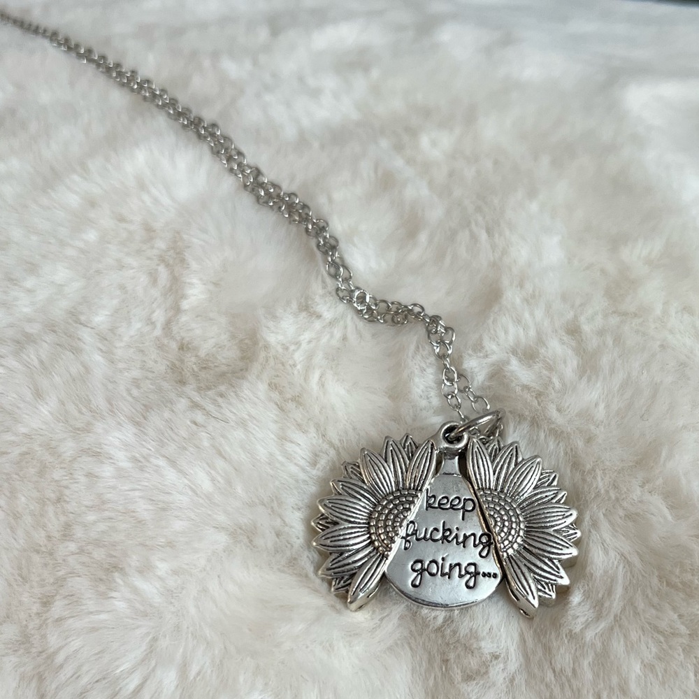 Keep F*cking Going Sunflower Necklace